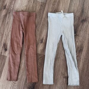 Rylee + Cru Ribbed Leggings Set - Brown and sage